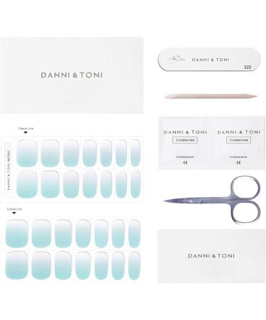DANNI & TONI Salon-Quality Gel Nail Wraps (Pastel Peridot) - 28 Semi-Cured Self-Adhesive Stickers for Manicure - Blue and White Gradient Design - Buy Online on SooperMarket.com