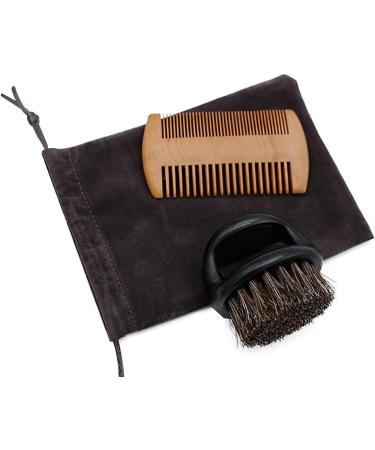YMZ Men's Double Sided Beard Comb & Shaving Brush Set - Premium Grooming Tool for Stylish Beards | International Shipping Available - Buy Online on SooperMarket.com