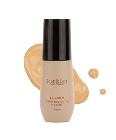BB Moisturizing Cream Satin Butterfly Medium by Jean&Len  Smoothes the skin texture & evens the skin tone  with organic ingredients  vegan  1.01 Fl. Oz.