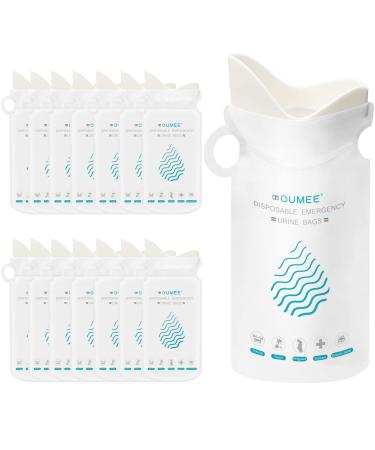OUMEE 20 Pack 700ML Emergency Disposable Urinal Bags, Camping Pee Bags Unisex Urine Bag Vomit Bag for Travel Traffic Jam Portable Toilet Bag for Men Women Kids White-20 Pack