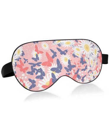 Haskirky Light Blocking Eye Mask Breathable and Adjustable Adult Men and Women Travel on Business Trips Yoga Meditation Light Smooth Comfortable Eye Mask Office Deep Sleep Goodies Butterfly & Daisy