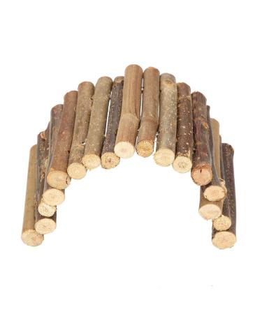 Hamster Bridge Wooden Bridge Ladder House Small Animal Chew Toy for Reptile Mice Rodents(M)