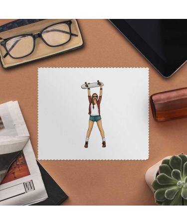 Azeeda Skater Girl Microfiber Lens Cleaning Cloths - Pack of 2 | Ideal for Glasses & Screen Cleaning | International Shipping Available - Buy Online on SooperMarket.com