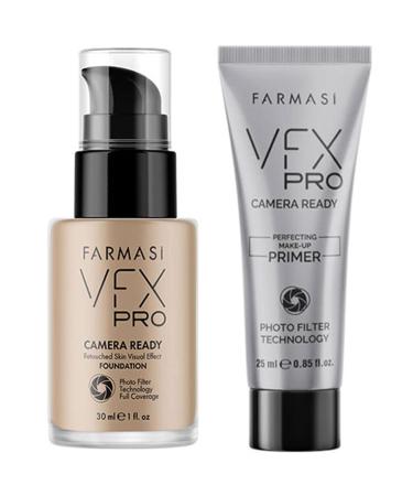 FARMASi Full Coverage Foundation 10 Makeup (Natural Beige)30 mL Liquid Cream  Lightweight Long Lasting Coverage  Breathable Skin Moisturizer with Color True Matte Blending  Face Makeup  VFX PRO Camera-Ready Primer Advanc...