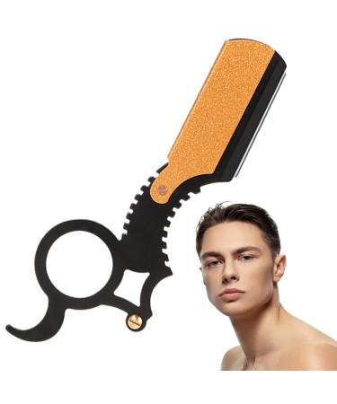 Aznever Cut-Throat Razier-color-right razor made of stainless steel for beginners men's beauty products for home camping outdoor adventure salon travel business trips black gold