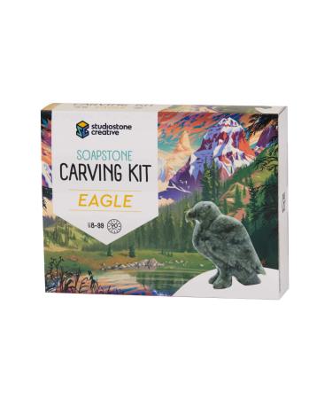 STUDIOSTONE CREATIVE Eagle Soapstone Sculpture Stone Carving DIY Arts Crafts Kit Kids Adults