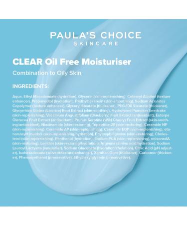 Paula's Choice Clear Oil Free Night Cream - Moisturizing Niacinamide & Ceramide for Acne & Oily Skin - 60ml - Buy Online on SooperMarket.com