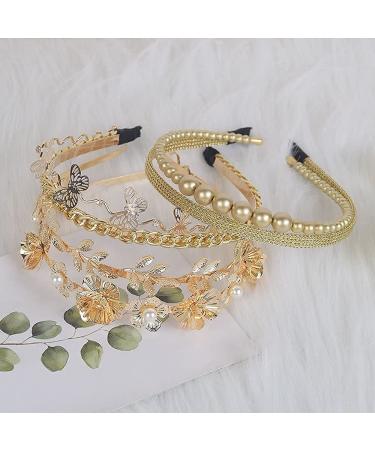 10 PCS Gold Metal Rhinestone Pearl Headbands - Wedding Bridal Hair Accessories - Buy Online on SooperMarket.com