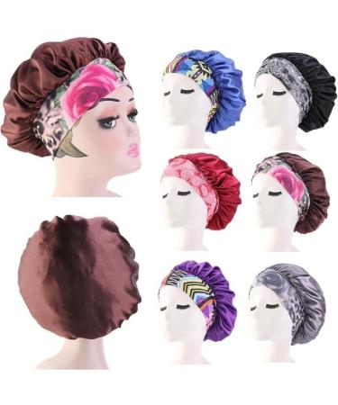 Tossper Women Satin Night Cap - Wide Elastic Hair Cover & Bonnet for Curly Hair - Black - Buy Online on SooperMarket.com