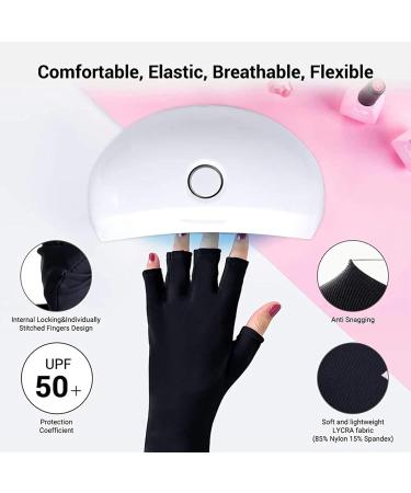 SONGQEE Anti-UV Gel Nail Lamp Gloves - Manicure Protection for Hands | Fingerless Nail Art Skin Care Gloves for Home & Outdoor Use - Black - Buy Online on SooperMarket.com