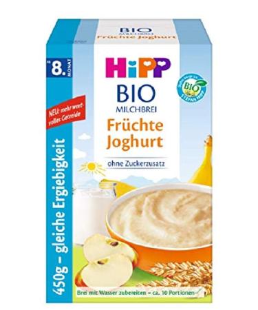 Hipp organic milk porridge without added sugar storage pack from 8 months fruit yoghurt pack of 4 (4 x 450 g) fruit yoghurt outlet