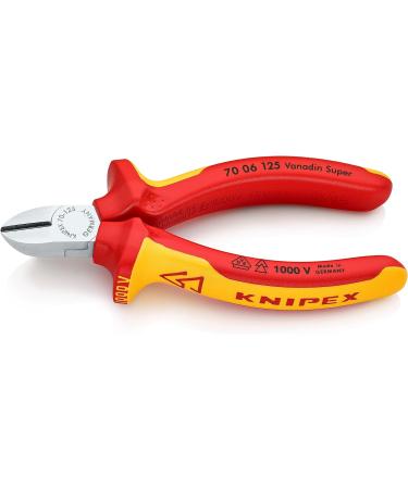 Knipex Diagonal Cutter chrome-plated insulated with multi-component grips VDE-tested 125 mm 70 06 125 Multi-component Grips Yellow/Red 1000 V 125 mm chrome-plated standard packaging
