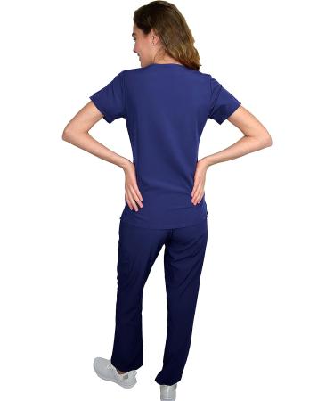 Green Town Women's Nurse Scrub Set GT4FLEX Straight Leg Cargo V-Neck, Navy/Indigo, Size Medium - Buy Online on SooperMarket.com