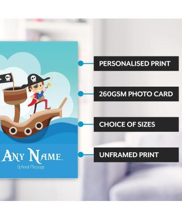 Personalized Pirate Ship Print for Boys Bedroom - Ideal for Birthday, Christening, or Naming Day Decor - Wall Art Keepsake for Sons, Godsons, and Brothers - Buy Online on SooperMarket.com