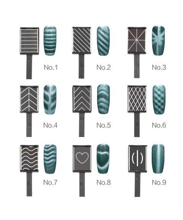 12-Piece Nail Magnet Tool - Super Strong Double-Head Cat Eye Magnet Stick for 3D Nail Art - Flower Design DIY Cat Eye Effect Plate - Manicure Tool - Buy Online on SooperMarket.com