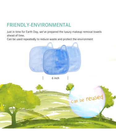 KODAMO Reusable Makeup Remover Cloth 6 x 6 in 12 Pack - Eco-friendly Microfiber Towel for All Skin Types - Washable Facial Cleansing Cloth with Laundry Bag (Blue) - Buy Online on SooperMarket.com