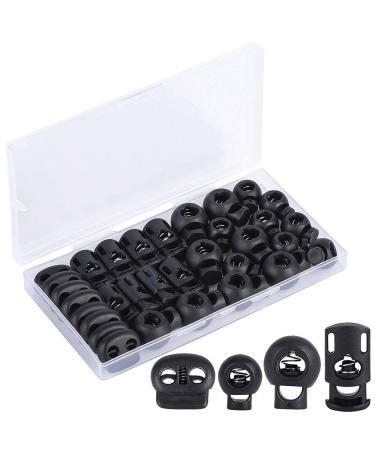 32PCS Professional Cord Lock  4 Sizes DIY Plastic Spring Toggle Stopper  Lanyard String Cord Clips for Drawstrings Use in Shoelace  Bags  Clothing