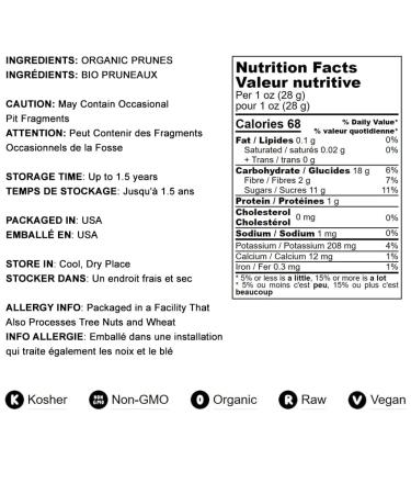 Organic Pitted Prunes  1 Pound  Dried California Plums  Non-GMO  Kosher  Unsulfured  Unsweetened  Bulk 1 Pound (Pack of 1) - Buy Online on SooperMarket.com