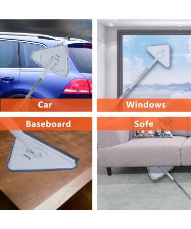 Sofeya Wall Mop Cleaner with Long Handle - Triangle Mop with Extension Pole for Walls, Ceilings, Windows - 3 Replacement Pads Included - Wet & Dry Use - Buy Online on SooperMarket.com
