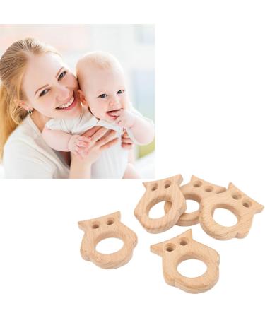 5Pcs Baby Teethers Owl Wooden Chewing Ring | Non-Toxic Robust DIY Jewelry Accessories & Baby Bite Stick - Buy Online on SooperMarket.com