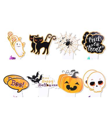 16Pcs Cake Toppers Halloween Cupcake Toppers Cake Insert Cards For Party Cake Decoration Halloween Cupcake Toppers