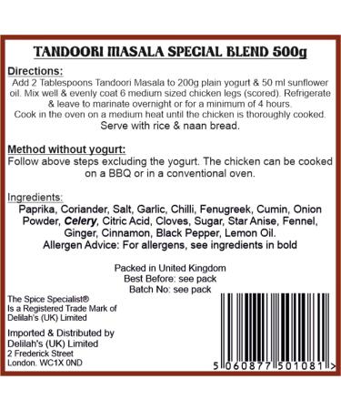 Tandoori Masala Special Blend 500g | Authentic Restaurant QualityTandoori Spice Powder for Gourmet Marinade Seasoning | Resealable Stand-Up Pouch for Long-Lasting Freshness - Buy Online on SooperMarket.com