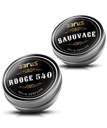 BlueQueen Solid Perfume with Cedar Wood Clary Sage Vetiver Sandalwood Cologne Balm for Men And Women Cologne Balm/2 PCS Rooge 540 And Sauuvage Solid Perfume