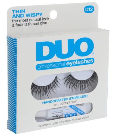Duo Professional Eyelashes with Adhesive D12 Thin and Wispy
