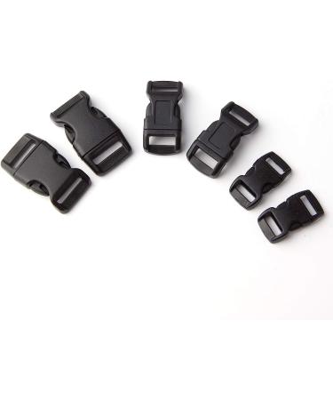 60pcs Black Plastic Contoured Side Release Buckles for Paracord Bracelets - 5/8, 1/2, 3/8 inch (20 Each) - Buy Online on SooperMarket.com