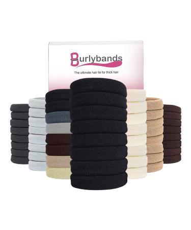 Burly bands large hair tie for thick heavy or curly hair No sliding no damage seamless ponytail holder scrunchy sport thick hair tie (black 8 pieces)