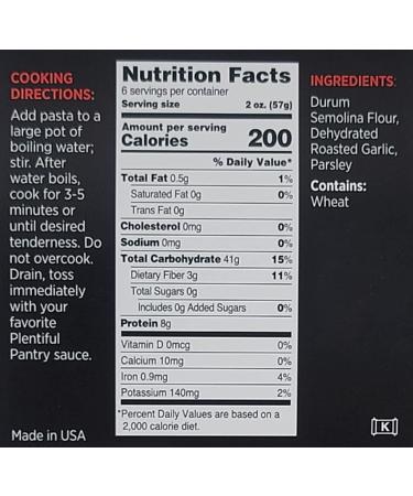 Plentiful Pantry Roasted Garlic Parsley Linguini Pasta 12oz - Handmade, Cooks in 2-3 Minutes - Buy Online on SooperMarket.com
