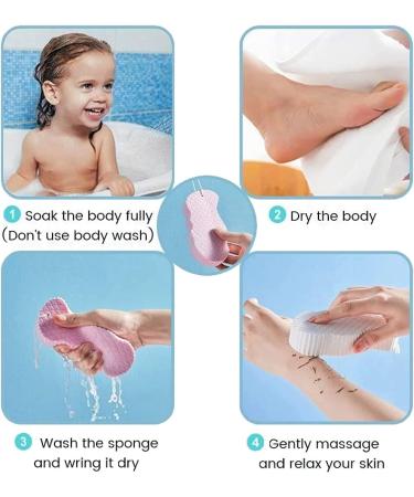 WYSHAK Exfoliating Bath Sponge with Dead Skin Remover - Skin Friendly and Reusable for Adults & Children (Blue+Pink) | Includes 2 Free Hooks - Buy Online on SooperMarket.com