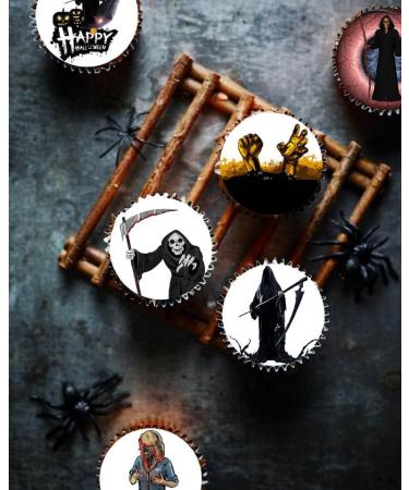 24 x Pre-Cut Halloween Mix 4 Edible Stand up Wafer/Rice Paper Cupcake Toppers Birthday Party Cake Decorations Scary Zombie Reaper - Buy Online on SooperMarket.com