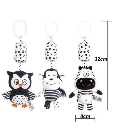 Eikada Baby Rattling Toys - High Contrast Black & White Newborn Plush Toys for Car Seat Baby Bed & Stroller (3 Pack) - Buy Online on SooperMarket.com