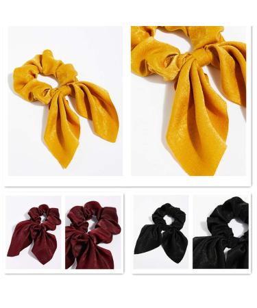 Satin Silk Scrunchies with Bunny Ear Bow - Elegant Hair Ties for Ponytails - Buy Online on SooperMarket.com