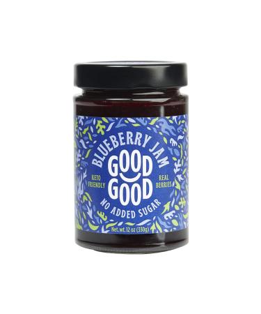 Sweet Blueberry Jam by Good Good - 12 oz / 330 g - Keto Friendly - No Added Sugar Blueberry Jam - Vegan - Gluten Free - Diabetic - Good Good Jam with Stevia - Blueberry Blueberry 12 Ounce (Pack of 1)