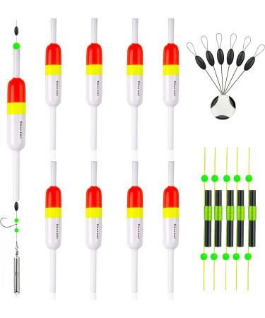 Gourami Slip Bobbers Kit,Slide Float with Bobber Stops,Balsa Wood Floats for Crappie Panfish Walleyes B.slip bobber-8pcs