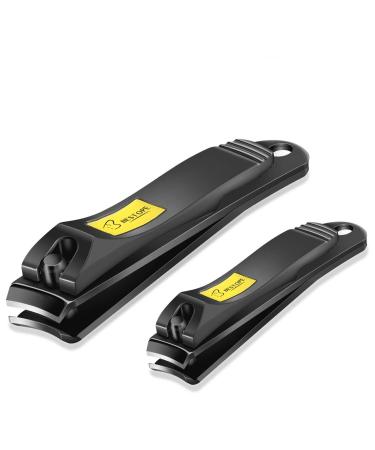 Nail Clippers 2PCs Nail Cutter Set Stainless Steel Fingernails Toenails Clippers for Men Women Sturdy Nail Clipping Kit 2 Count (Pack of 1)
