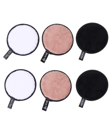 Artibetter Organic Cotton Rounds Flat Cotton Pad 6pcs Reusable Makeup Remover Pads Fiber Face Cleansing Pads Washable Cloth Soft Wipes for Facial Cleansing Eye Shadow Lipstick Foundation