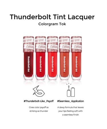 COLORGRAM Thunderbolt Tint Lacquer - 03 Light Tok | Long Lasting Moisturizing Lip Stain - Buy Online on SooperMarket.com