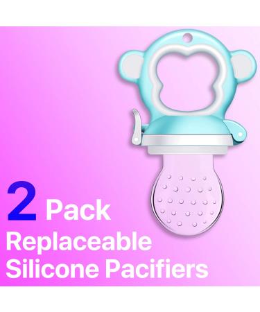 MICHEF Baby Food Feeder Fruit Pacifier (2 Pack) - Silicone Teething Toy with 6 Replaceable Pacifiers for Infant Feeding - Ideal Teether for Babies - Buy Online on SooperMarket.com