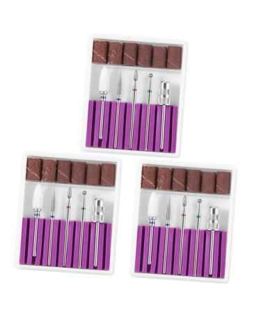 POPETPOP 3 Sets Nail Grinding Head Faux Nails Artificial Nails Nail Drill Bits Electric Manicure Nail File Beginner Kit Manicure Drill Bits Nail Drill Tool Exfoliating Manicure Tools Purple 6.5x5.5cmx3pcs Purplex3pcs