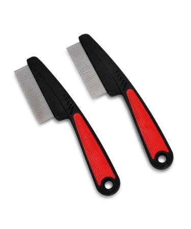 Flea comb Dogs and cats 2 pieces of stainless steel lice chamois cat dog professional dust ridge with rounded metal tines pet care comb for vermin protection/removal of fleas/tears stain/crust