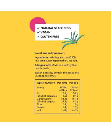 PROPERCORN Sweet & Salty Popcorn Natural Sea Salt and Demerara Sugar Seasoning Vegetarian Gluten-Free Hand-Popped Corn 65 kcal 14g Box of 32 - Buy Online on SooperMarket.com