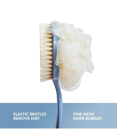 Shower Brush & Shampoo Brush with Long Handle - Body Brush with Bristles and Loofah Back Scrubber for Wet/Dry Bath - Buy Online on SooperMarket.com