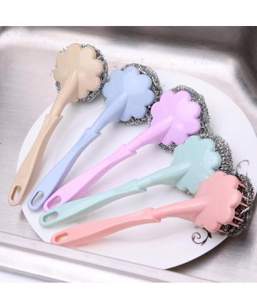 kesurpae ABS Steel Wire Cleaning Brush Portable Long Handle Washable Reusable Household Kitchen Cooking Bench Plate Brushes Purple - Buy Online on SooperMarket.com