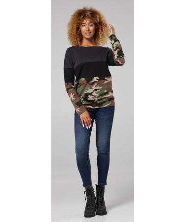 Happy Mama Maternity Nursing Sweatshirt Zip Front Colorblock 1285 - Graphite & Black - Buy Online on SooperMarket.com