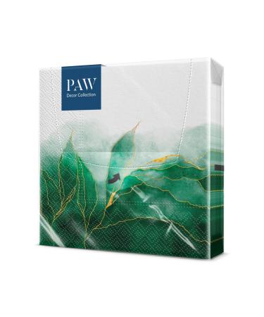 PAW - Napkins 3 -layer (33 x 33 cm) I 20 pieces I Perfect for communion wedding confirmation and celebration I paper napkins colorful with decorations I Special occasions ornaments luxury i green dream