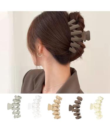 Matte Large Hair Claw Clip - 4.5 Inch Non-Slip Claw for Thick or Thin Hair - Strong Hold - 5 Colors - Women/Girls Accessory - Buy Online on SooperMarket.com
