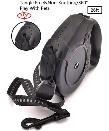 Retractable Dog Leads 26ft Pet Adjustable Leash for Small Medium Large Dogs Up to 49.8Kg (Black) - Buy Online on SooperMarket.com